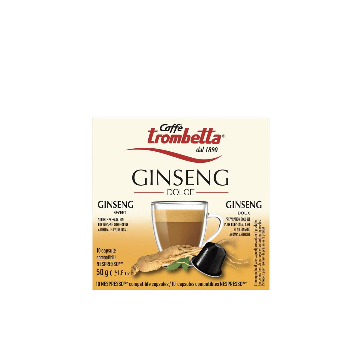 caff-trombetta-l-espresso-ginseng-dolce-40-capsule-compatibili-nespresso image 1