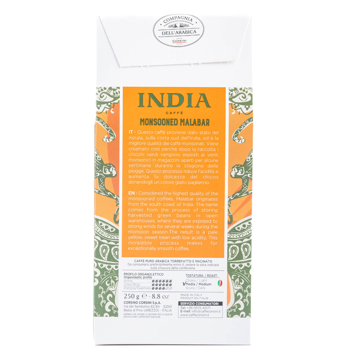 caff-corsini-india-monsooned-malabar-caff-macinato-100-arabica-250g image 5
