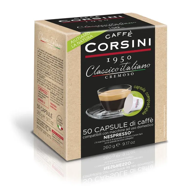 caff-corsini-classico-italiano-cremoso-50-capsule-compostabili-compatibili-nespr image 1