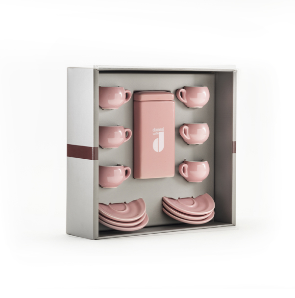 danesi-caff-forma-set-8pz-con-caff-250g-6-tazzine-espresso-contenitore-ceramica image 1