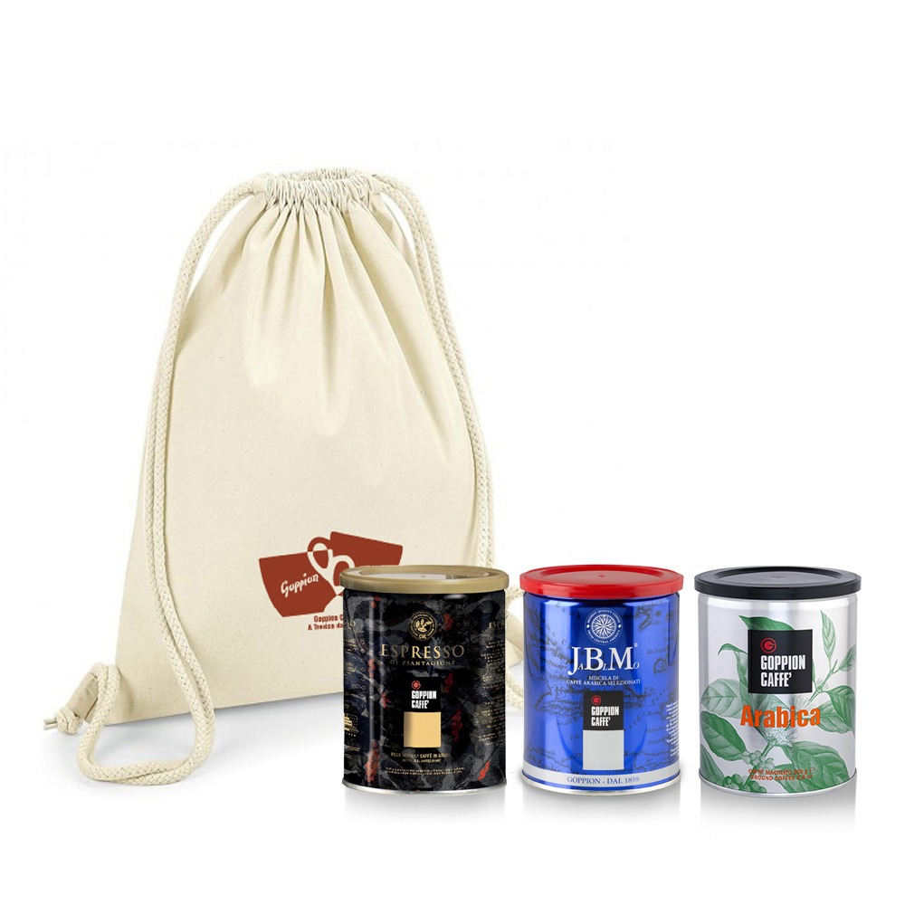 goppion-caff-zainetto-set-3-lattine-caff-macinato-in-zaino-cotone image 1