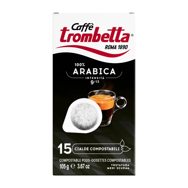caff-trombetta-tutto-arabica-in-cialda-ese-180-cialde-compostabili-12x15 image 1