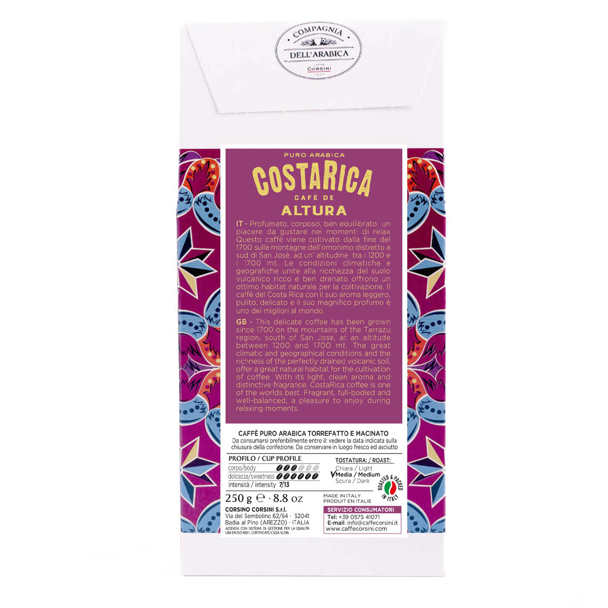 caff-corsini-compagnia-dell-arabica-costa-rica-macinato-100-arabica-250g image 3