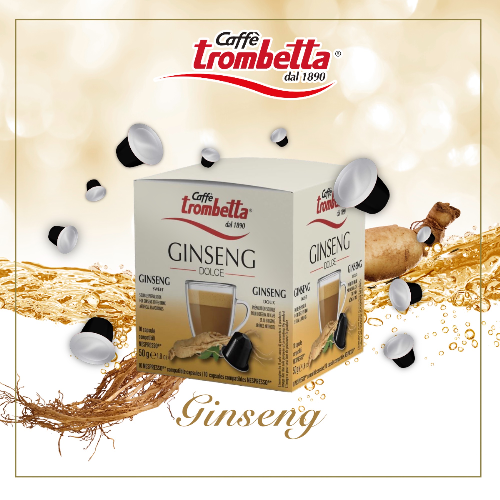 caff-trombetta-l-espresso-ginseng-dolce-40-capsule-compatibili-nespresso image 2
