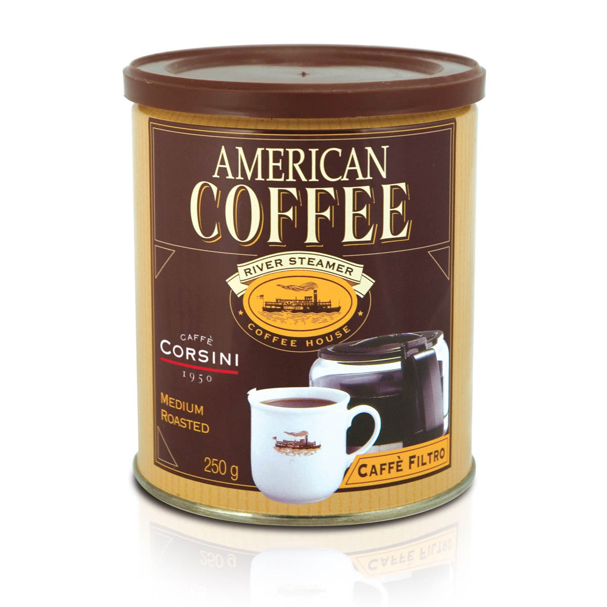 caff-corsini-american-coffee-caff-filtro-macinato-lattina-250g-cartone-da-12 image 1