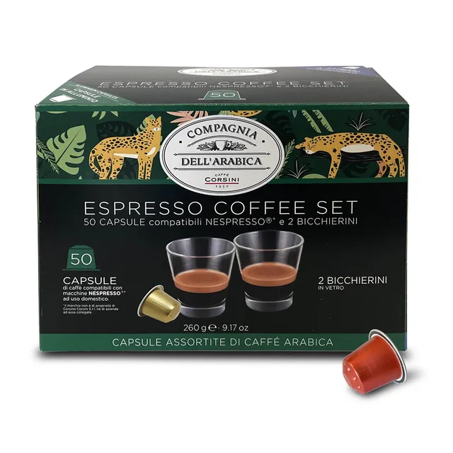 caff-corsini-50-capsule-compatibili-nespresso-100-arabica-assortite-2-bicchierin image 1