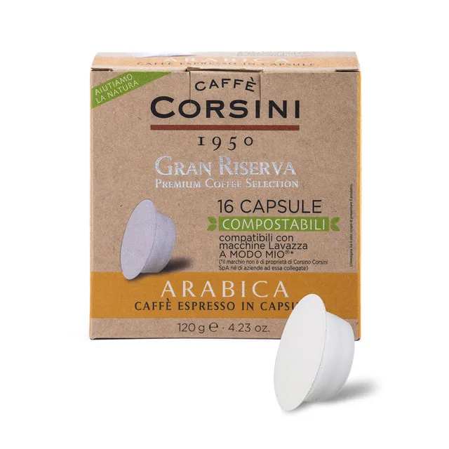 caff-corsini-gran-riserva-arabica-16-capsule-compostabili-compatibili-a-modo-mio image 1