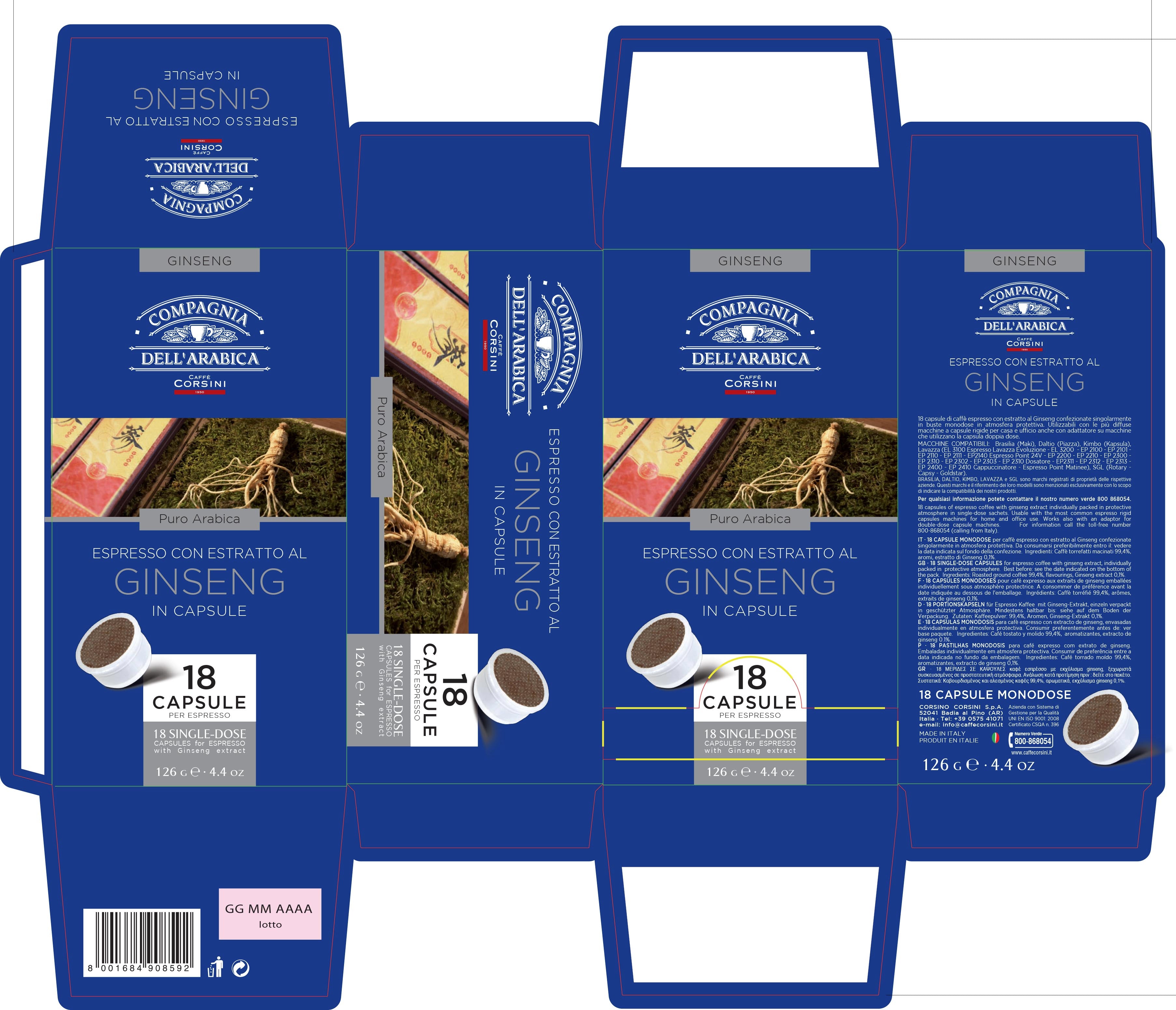caff-corsini-al-ginseng-18-capsule-compatibili-lavazza-espresso-point image 2