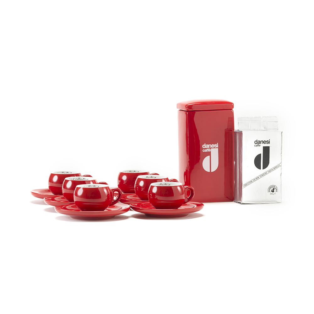 danesi-caff-forma-set-8pz-con-caff-250g-6-tazzine-espresso-contenitore-ceramica image 2