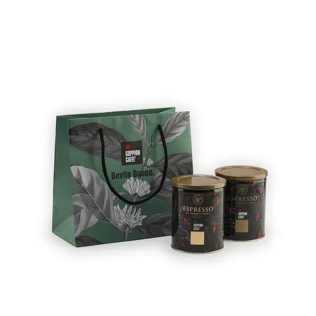 goppion-caff-shopper-espresso-di-piantagione-csc-2-lattine-da-250-g-macinato-sho image 1