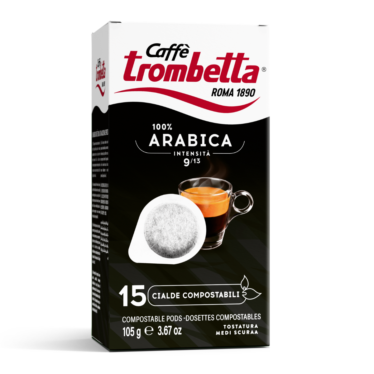 caff-trombetta-tutto-arabica-in-cialda-ese-180-cialde-compostabili-12x15 image 2